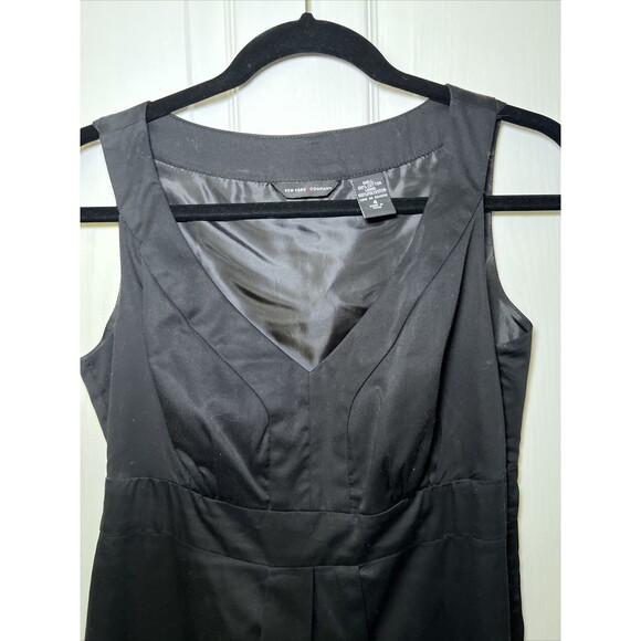New York and Company Sheath Dress Size 4 Black Cotton Pleated Sleeveless Career - Picture 2 of 11